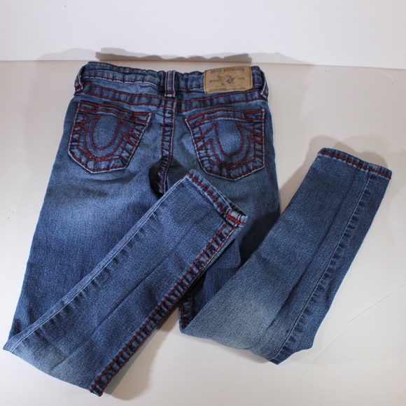 TRUE RELIGION Girls Kids Blue Skinny Jeans Size 8 - Picture 3 of 8